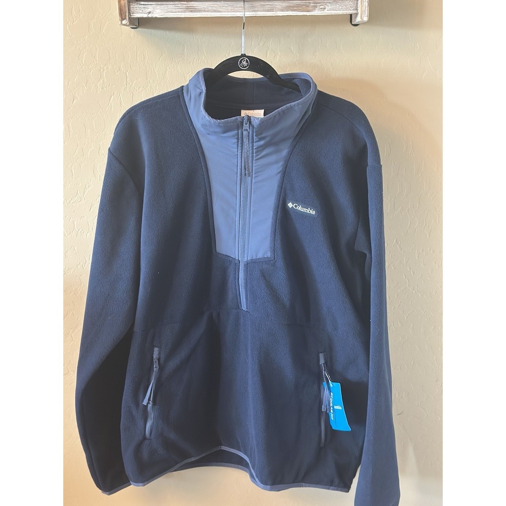 Columbia - Men's Sweatshirt Sequoia Grove Half Zip Fleece Navy/Dark Mtn M XLarge